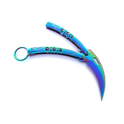 Briceag fluture karambit, DEPOX®, otel inoxidabil, 22 cm, multicolor [2]