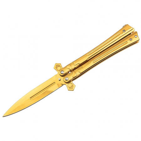 Briceaguri fluture & antrenament - Briceag fluture IdeallStore®, Skull Crusher, otel inoxidabil, 24 cm, auriu