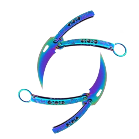 Briceaguri fluture & antrenament - Set de doua bricege fluture karambit, DEPOX®, otel inoxidabil, 22 cm, multicolor