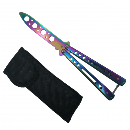 Briceaguri fluture & antrenament - Briceag fluture IdeallStore®, Rainbow Clash, antrenament, 22 cm