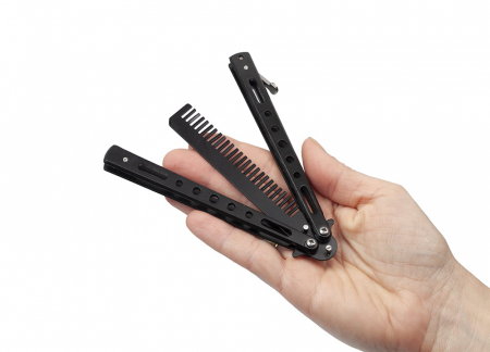 Briceag fluture, tip pieptan, Black Comb, 22 cm, negru [7]