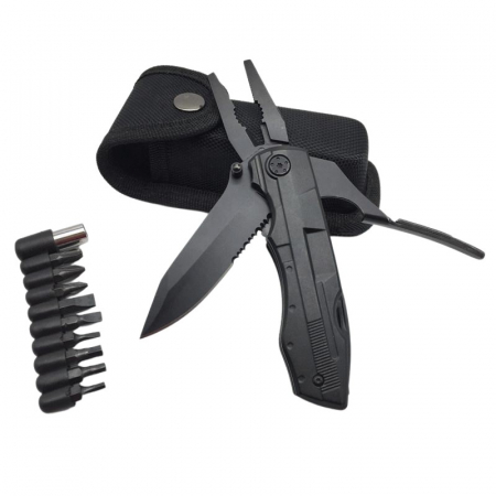 Briceag multifunctional IdeallStore®, Outdoor Comando, otel inoxidabil, 17 functii, 24 cm, negru, husa inclusa [6]