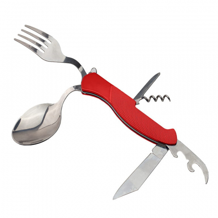 SPORT & TIMP LIBER - Briceag multifunctional IdeallStore®, True Outdoor, otel inoxidabil, 6 functii, 19.5 cm, rosu