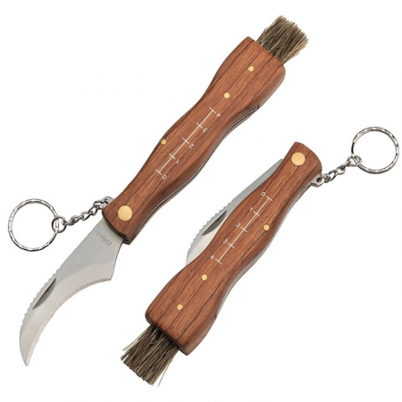 Briceag pentru ciuperci DEPOX®, otel inoxidabil, cu perie, maner din lemn, 21 cm, maro [8]