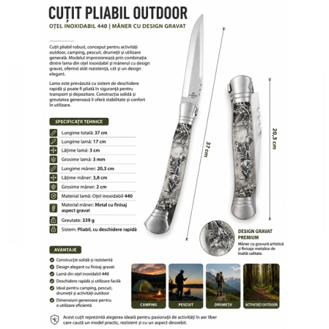 Set 2 cutite pliabile outdoor cu aspect lemn, DEPOX®, 37 cm /28,5 cm, multicolor [4]