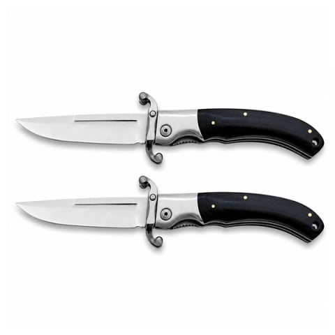 Set doua bricege pliabile DEPOX®, lamă din oțel inoxidabil 420, mâner lemn și metal, 23.5 cm, negru [0]