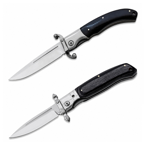 Set de doua bricege pliabile DEPOX®, lamă din oțel inoxidabil, mâner lemn, 23.5 cm, negru [0]