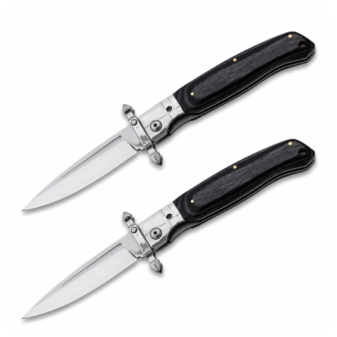 Set de doua bricege DEPOX®, lamă oțel inoxidabil 420, mâner lemn și metal, 23.5 cm [0]