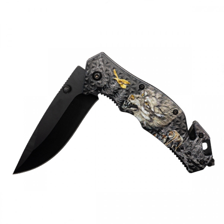 CASA SI GRADINA - Briceag salvare , IdeallStore®, Fantasy Wolf, 21 cm, Otel inoxidabil