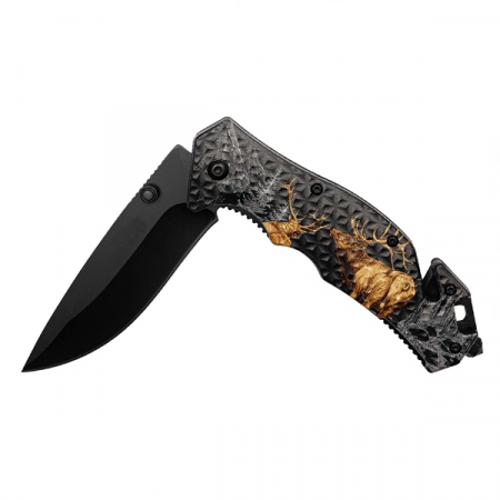 CASA SI GRADINA - Briceag salvare, IdeallStore®, Hunting Deer, 21 cm, Otel inoxidabil