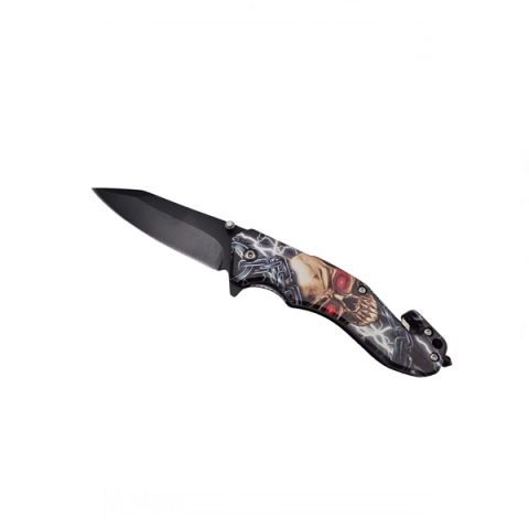 SPORT & TIMP LIBER - Briceag semi-automat, IdeallStore®, Skull Head, dispozitiv spart geam, 20 cm