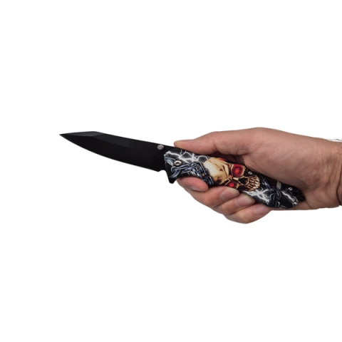 Briceag semi-automat, IdeallStore®, Skull Head, dispozitiv spart geam, 20 cm [4]