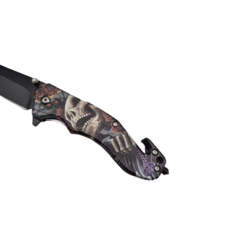 Briceag semi-automat, IdeallStore®, Skull Pocket, dispozitiv spart geam, 20 cm [10]