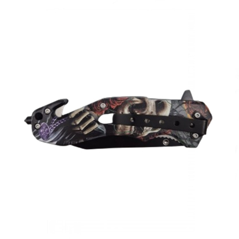 Briceag semi-automat, IdeallStore®, Skull Pocket, dispozitiv spart geam, 20 cm [6]