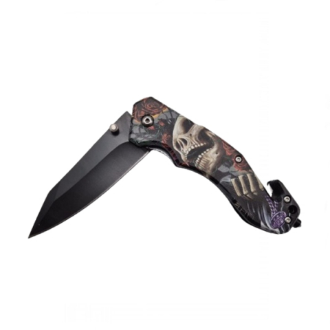 Briceag semi-automat, IdeallStore®, Skull Pocket, dispozitiv spart geam, 20 cm [1]
