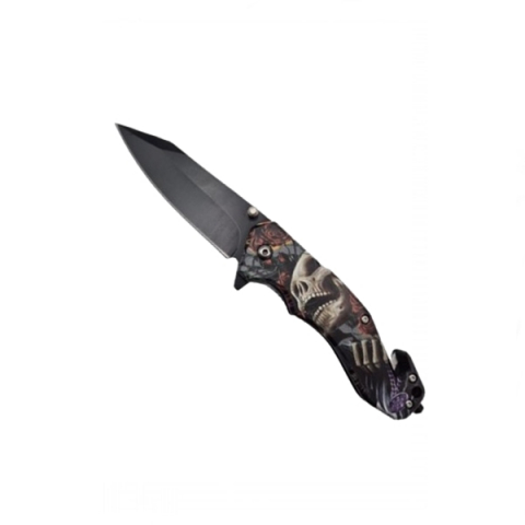 SPORT & TIMP LIBER - Briceag semi-automat, IdeallStore®, Skull Pocket, dispozitiv spart geam, 20 cm