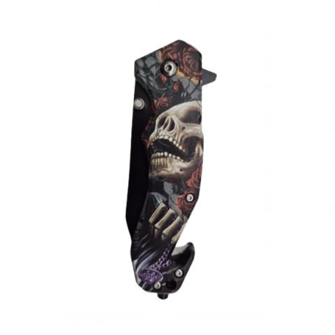 Briceag semi-automat, IdeallStore®, Skull Pocket, dispozitiv spart geam, 20 cm [2]