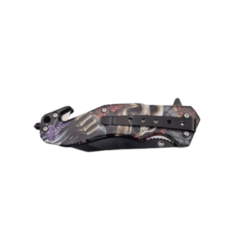 Briceag semi-automat, IdeallStore®, Skull Pocket, dispozitiv spart geam, 20 cm [9]