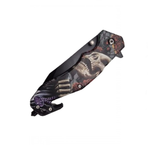 Briceag semi-automat, IdeallStore®, Skull Pocket, dispozitiv spart geam, 20 cm [5]