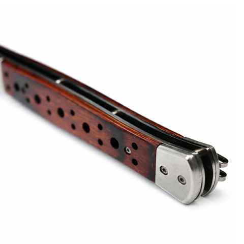 Briceag tip Stiletto, deschidere manuala, lungime 33 cm, lama metalica, maro, lemn [2]