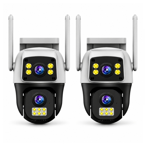 Accesori casa & gradina - Set doua camere de supraveghere exterior DEPOX®, 8 MP, 4G SIM / Wi-Fi, două obiective, 355°, vedere nocturnă color