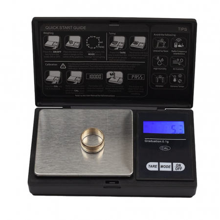 ELECTRONICE - Cantar digital de buzunar IdeallStore®, Special Weight, afisaj LCD, protectie plastic, 13 cm, 500g maxim, negru