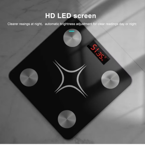 Cântar electronic inteligent pentru baie, aplicație smart, afișaj digital iluminat, termometru, maxim 180 kg, negru [5]