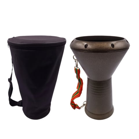 INSTRUMENTE MUZICALE - Tarabana-darabana, DEPOX®, metalica, 44 cm, maro, husa inclusa