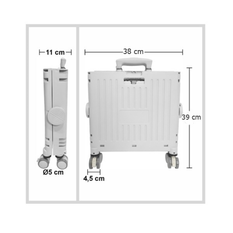 Carucior pliabil, sistem blocare, maner extensibil, capac retractabil, 30L, 38x32.5x39 cm, Alb [1]