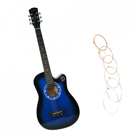 Chitare clasice - Chitara clasa din lemn 95 cm IdeallStore®, Cutaway Blue Club, set corzi incluse