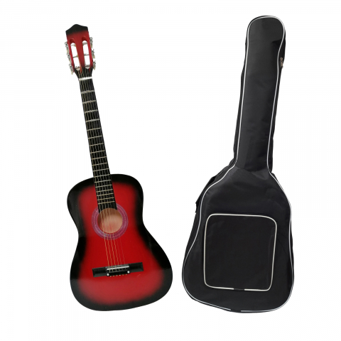 INSTRUMENTE MUZICALE - Chitara clasica, 95 cm, lemn, Clasic, rosu, husa inclusa