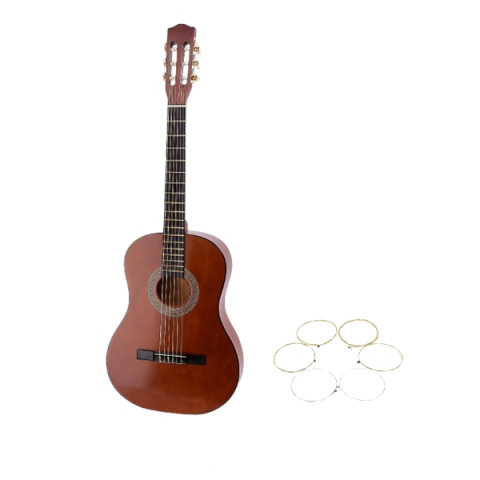 INSTRUMENTE MUZICALE - Chitara clasica din lemn 4/4, set de corzi aurii inclus,  95 cm, Clasic Brown