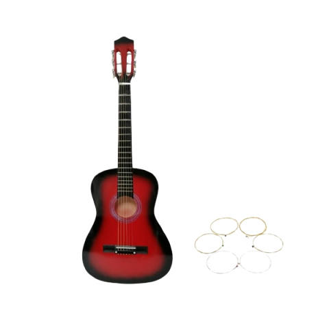 Chitare clasice - Chitara clasica din lemn 4/4, set de corzi aurii inclus,  95 cm, Clasic, rosu