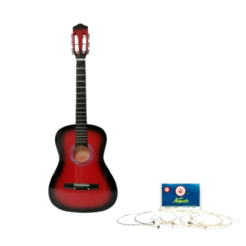Chitare clasice - Chitara clasica din lemn 4/4, set de corzi aurii inclus,  95 cm, rosu