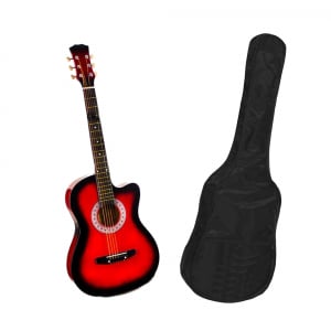 Chitare clasice - Chitara clasica din lemn 95 cm, rosie, husa nylon cadou