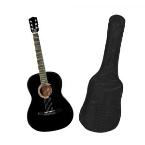 Chitare clasice - Chitara clasica din lemn 95 cm, clasic black, husa nylon cadou