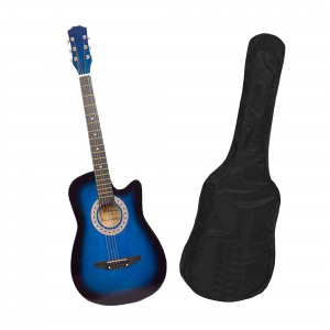 Chitare clasice - Chitara clasica din lemn 95 cm, albastru marin, husa nylon cadou