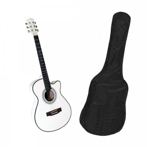 Chitare clasice - Chitara clasica din lemn 95 cm, alb clasic, husa nylon inclusa