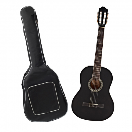 Chitare clasice - Chitara clasica IdeallStore®, 104 cm, Black Raven, lemn, model clasic, negru, husa inclusa