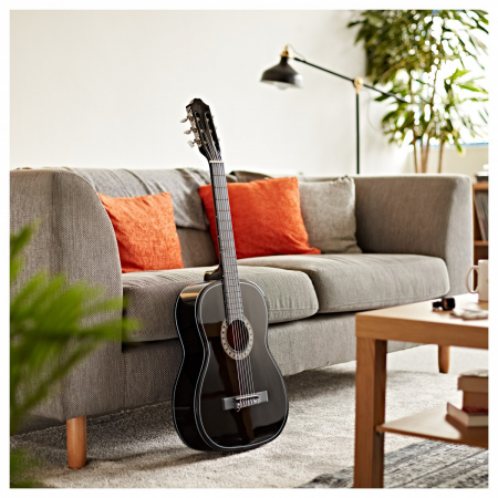 Chitara clasica IdeallStore®, 104 cm, Black Raven, lemn, model clasic, negru, husa inclusa [8]