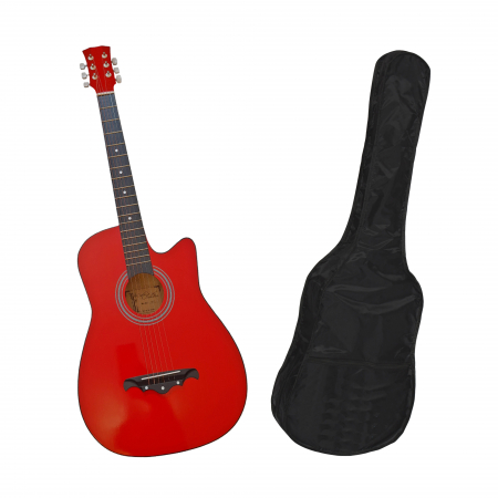 Chitare clasice - Chitara clasica din lemn IdeallStore®, Red Raven, 95 cm, model Cutaway, rosie