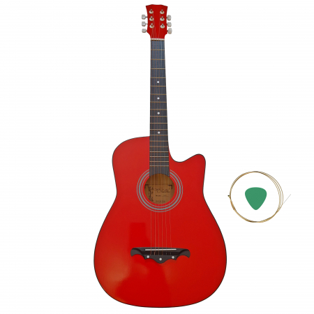 INSTRUMENTE MUZICALE - Chitara clasica din lemn IdeallStore®, Red Raven, 95 cm, model Cutaway, rosie