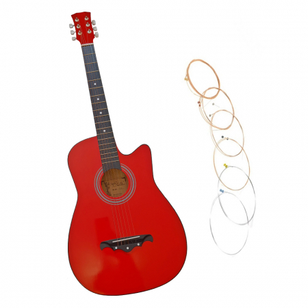 INSTRUMENTE MUZICALE - Chitara clasica din lemn IdeallStore®, Red Raven, 95 cm, model Cutaway, rosie