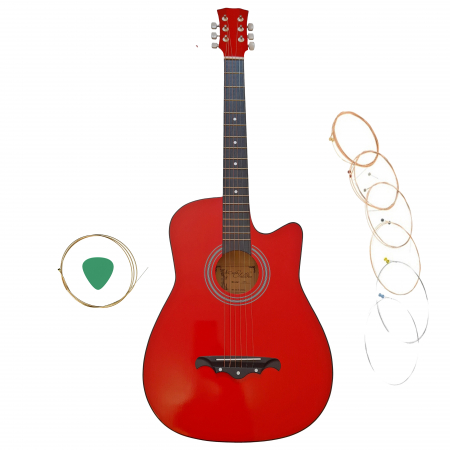INSTRUMENTE MUZICALE - Chitara clasica din lemn IdeallStore®, Red Raven, 95 cm, model Cutaway, rosie