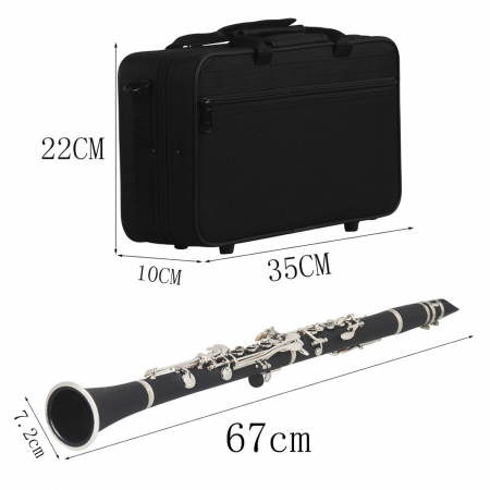 Clarinet IdeallStore®, Musical Virtue, 17 clape, 67 cm, negru, geanta inclusa [13]
