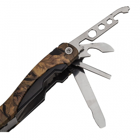 Cleste multifunctional IdeallStore®, Survival Gear, otel inoxidabil, 10 functii, 22 cm, camuflaj, husa inclusa [6]
