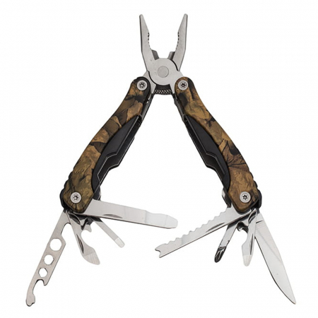 SPORT & TIMP LIBER - Cleste multifunctional IdeallStore®, Survival Gear, otel inoxidabil, 10 functii, 22 cm, camuflaj, husa inclusa