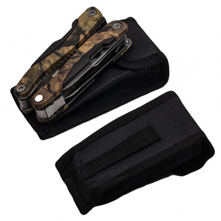 Cleste multifunctional IdeallStore®, Survival Gear, otel inoxidabil, 10 functii, 22 cm, camuflaj, husa inclusa [8]
