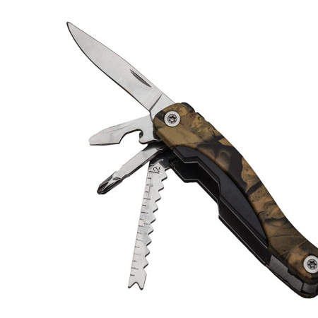 Cleste multifunctional IdeallStore®, Survival Gear, otel inoxidabil, 10 functii, 22 cm, camuflaj, husa inclusa [4]