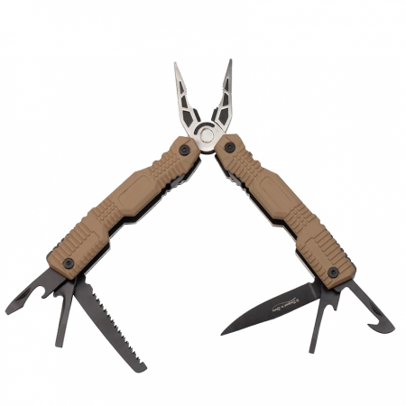 Cleste multifunctional IdeallStore®, Survival Gear, otel inoxidabil, 16 functii, 24 cm, bej, husa inclusa [7]